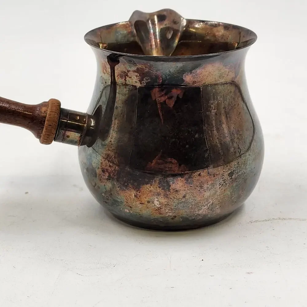 Silver Plate Brandy Warmer Wood Handle Curio Cabinet Co Vintage Barware
